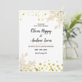 Starry Elegance: Goldstar, blendende Blume Einladung (Stehend Vorderseite)