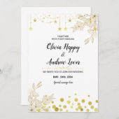 Starry Elegance: Goldstar, blendende Blume Einladung (Vorne/Hinten)