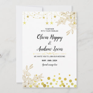 Starry Elegance: Goldstar, blendende Blume Einladung