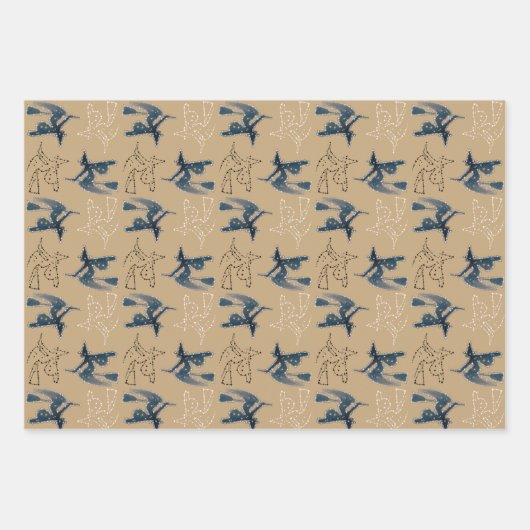 Starry Flying Hexe Halloween Geschenkpapier Set (Vorderseite 3)