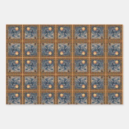 Starry Flying Hexe Halloween Geschenkpapier Set (Vorderseite)