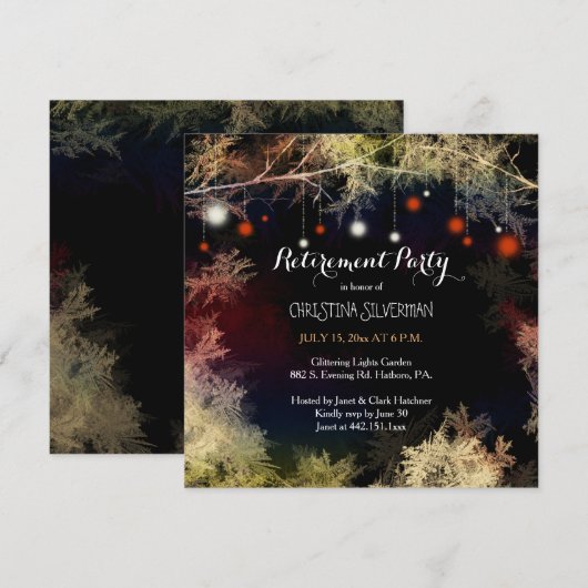 Starry Forest Abend Retirement Party Einladung (Vorne/Hinten)