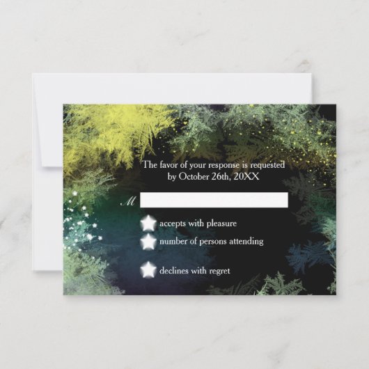 Starry Forest Wonderland Wedding RSVP Karte (Vorderseite)