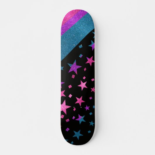 Starry Gay Pride Flag Funkelnd Bisexueller Glitzer Skateboard (Vorne)