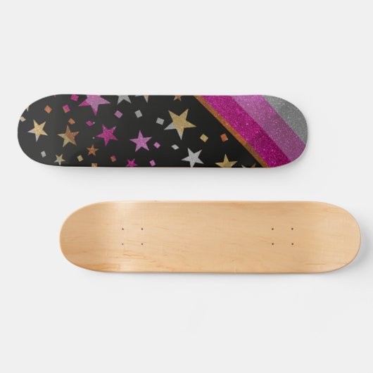 Starry Gay Pride Flag Funkelnd Lesbian Glitzer Skateboard (Horizontal)