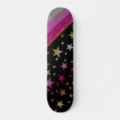 Starry Gay Pride Flag Funkelnd Lesbian Glitzer Skateboard (Vorne)