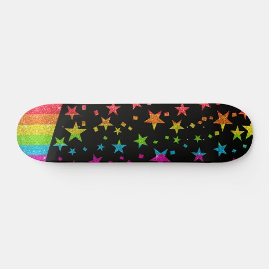 Starry Gay Pride Flag Funkelnd Rainbow Glitzer Skateboard (Horizontal)