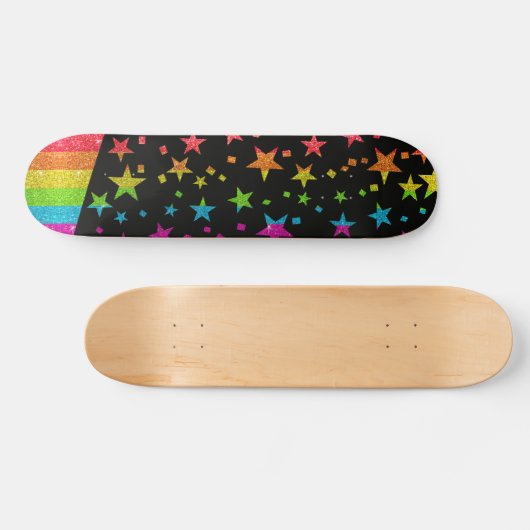 Starry Gay Pride Flag Funkelnd Rainbow Glitzer Skateboard (Horizontal)