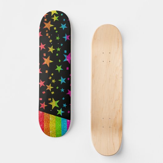Starry Gay Pride Flag Funkelnd Rainbow Glitzer Skateboard (Vorderseite)