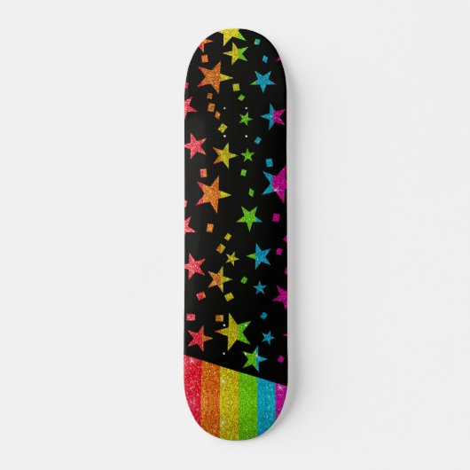 Starry Gay Pride Flag Funkelnd Rainbow Glitzer Skateboard (Vorne)