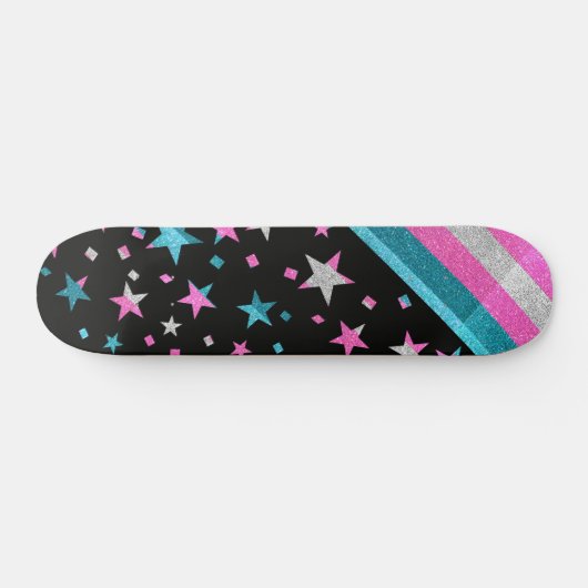 Starry Gay Pride Flag Funkelnd Trans Glitzer Skateboard (Horizontal)