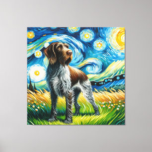 Starry German Drahthaar Pointer Dog Portrait Leinwanddruck