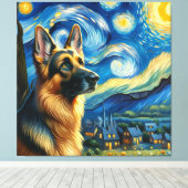 Starry German Shepherd Dog Portrait - Portrait für Leinwanddruck (Insitu (Holzboden))