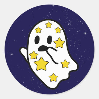 Starry Ghost im Weltraum verloren Runder Aufkleber
