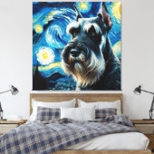Starry Giant Schnauzer Dog Portrait - Pet Portrait Leinwanddruck (Insitu (Schlafzimmer))
