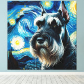 Starry Giant Schnauzer Dog Portrait - Pet Portrait Leinwanddruck (Insitu (Holzboden))