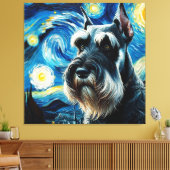 Starry Giant Schnauzer Dog Portrait - Pet Portrait Leinwanddruck (Insitu (Wohnzimmer))