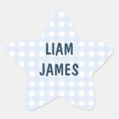 Starry Gingham Baby Boy Envelope Sticker (Vorderseite)