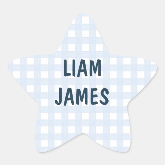 Starry Gingham Baby Boy Envelope Sticker (Vorderseite)