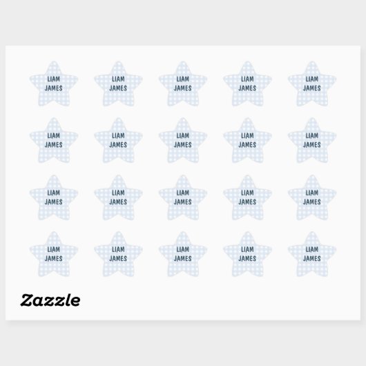 Starry Gingham Baby Boy Envelope Sticker (Blatt)