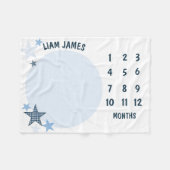 Starry Gingham Baby Boy Milestone Blanket Fleecedecke (Vorderseite (Horizontal))