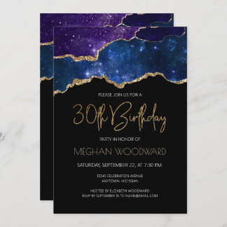 Starry Gold Agate Geode 30. Geburtstag Party Einladung