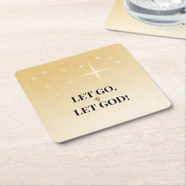 Starry Golden Cross Let Go Let God Rechteckiger Pappuntersetzer