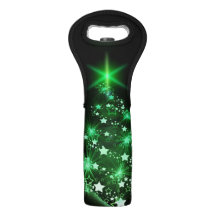 Starry Green Christmas Tree Wine Tasche