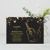 Starry Guitars Gold Black Music Einladung zur Hoch (Stehend Vorderseite)