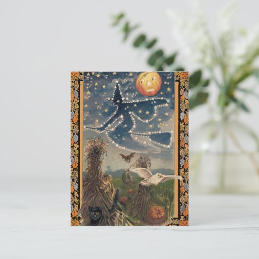 Starry Halloween Night Postcard Postkarte (Stehend Vorderseite)
