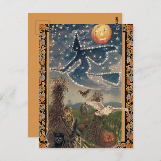 Starry Halloween Night Postcard Postkarte (Vorne/Hinten)