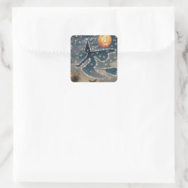 Starry Halloween Night Quadratischer Aufkleber