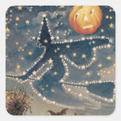 Starry Halloween Night Quadratischer Aufkleber (Vorderseite)