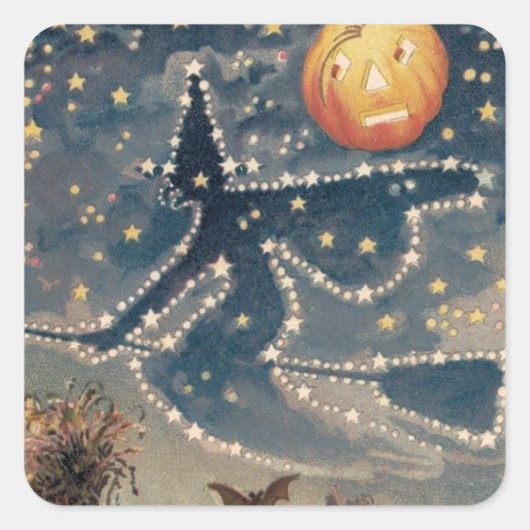 Starry Halloween Night Quadratischer Aufkleber (Vorderseite)