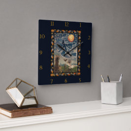 Starry Halloween Night Wall Clock Quadratische Wanduhr