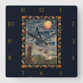 Starry Halloween Night Wall Clock Quadratische Wanduhr