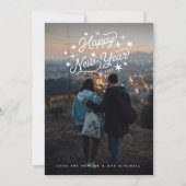 Starry Happy New Year Foto Feiertagskarte (Vorderseite)