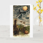 Starry Hexe auf Broomstick Karte (Gelbe Blume)
