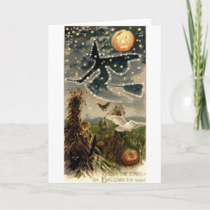 Starry Hexe auf Broomstick Karte