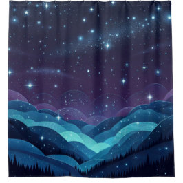 Starry Hills Night Duschvorhang