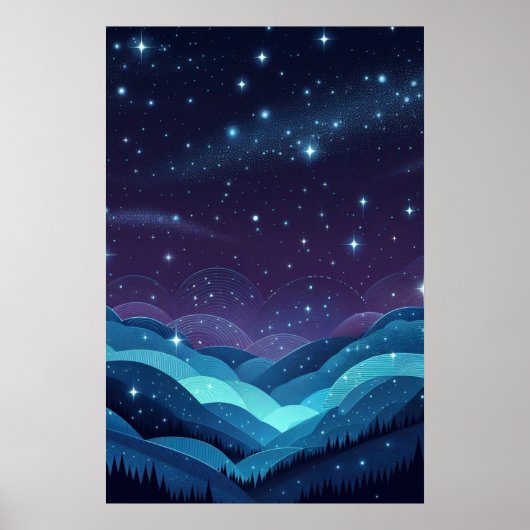 Starry Hills Night Poster (Vorne)