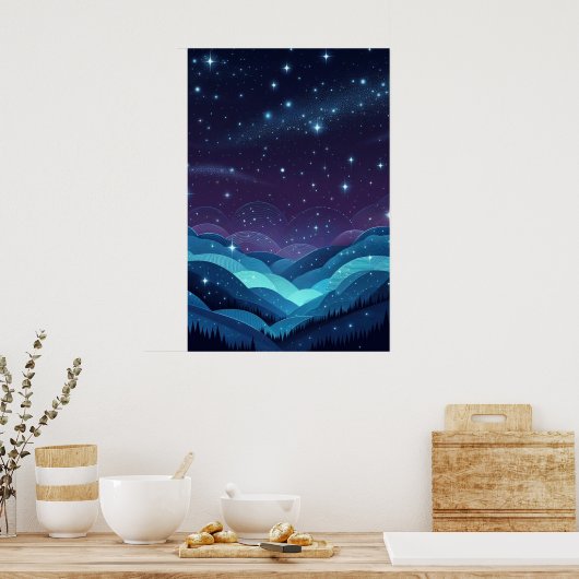 Starry Hills Night Poster (Küche)