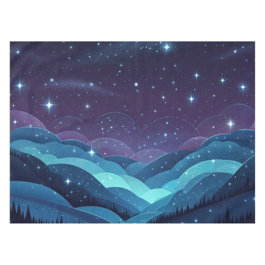 Starry Hills Night Tischdecke (Vorderseite (Horizontal))