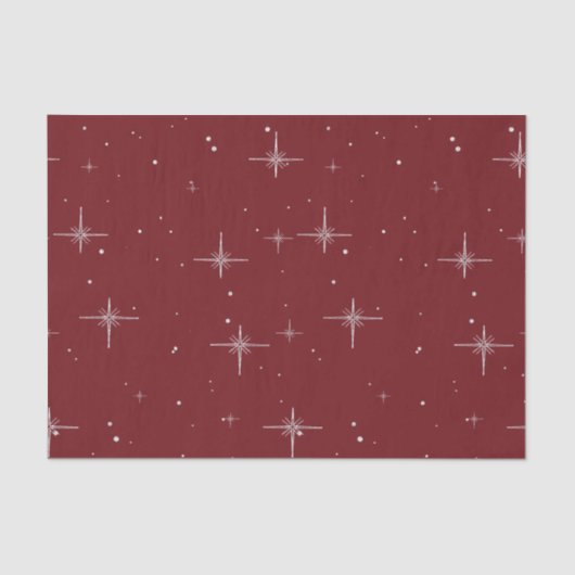Starry Holiday Tissue - Rot mit Silver Star Seidenpapier (Vorderseite)