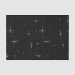 Starry Holiday Tissue - Schwarz mit Gold Star Seidenpapier