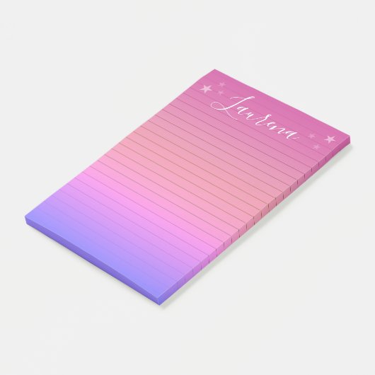 Starry Hues Personalisierter Name Notepad (Pink) Post-it Klebezettel (angewinkelt)