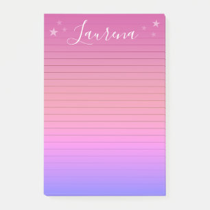 Starry Hues Personalisierter Name Notepad (Pink) Post-it Klebezettel