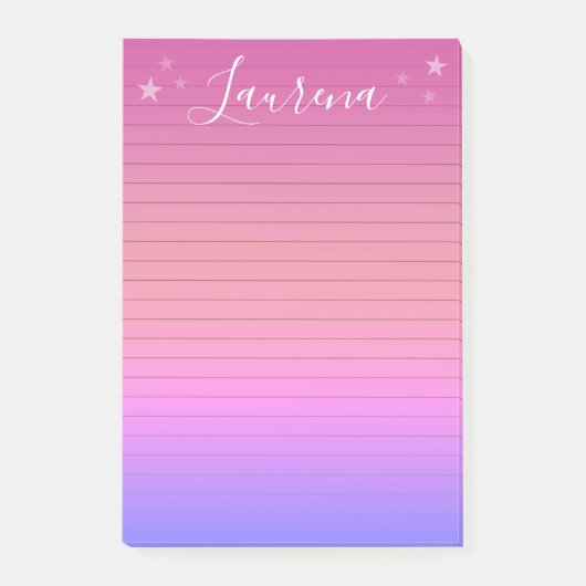 Starry Hues Personalisierter Name Notepad (Pink) Post-it Klebezettel (Vorderseite)