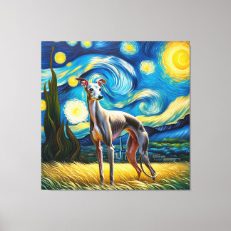 Starry Italian Greyhound Dog Portrait Leinwanddruck