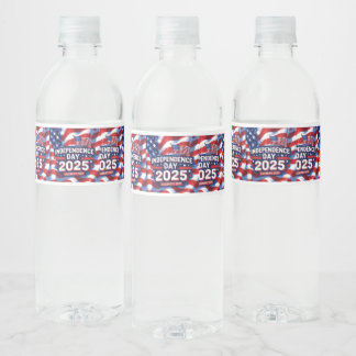 Starry July 4th Celebration Labels Wasserflaschenetikett